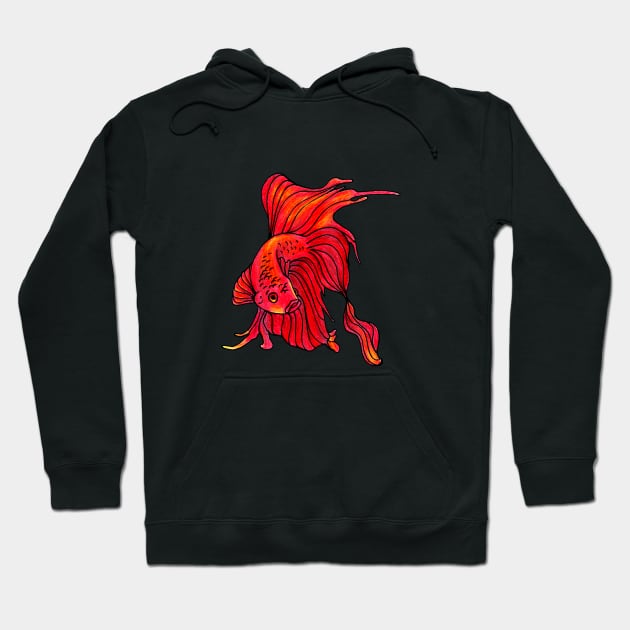 Orange Betta Fish Hoodie by ogfx